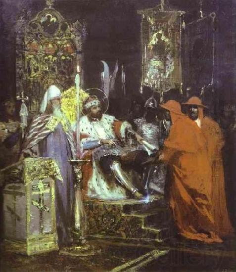 Henryk Siemiradzki Prince Alexander Nevsky Receiving Papal Legates Spain oil painting art